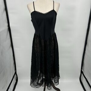 Vintage Undercover Wear Union Made Slip Dress Sz M Basque Waist Sheer Lace Skirt